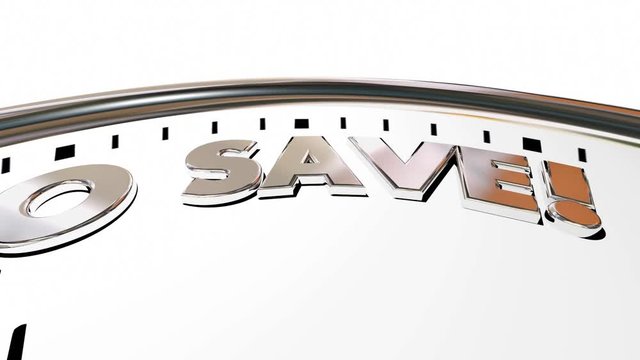Time to Save Clock Sale Savings Money Words 3d Animation