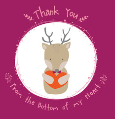 cute deer thank you card