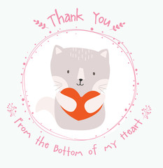 cute cat thank you card