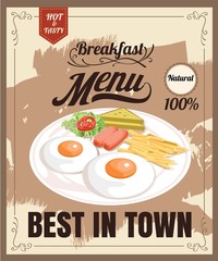 Vintage Poster. Breakfast menu.Design in retro style - 112350756