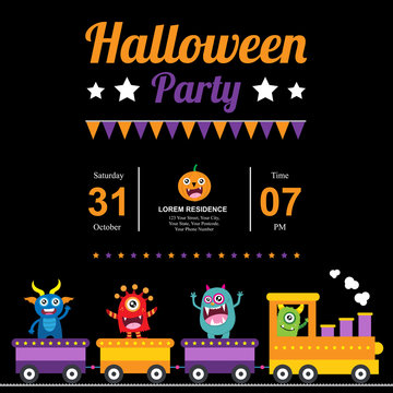 Halloween with cute monsters