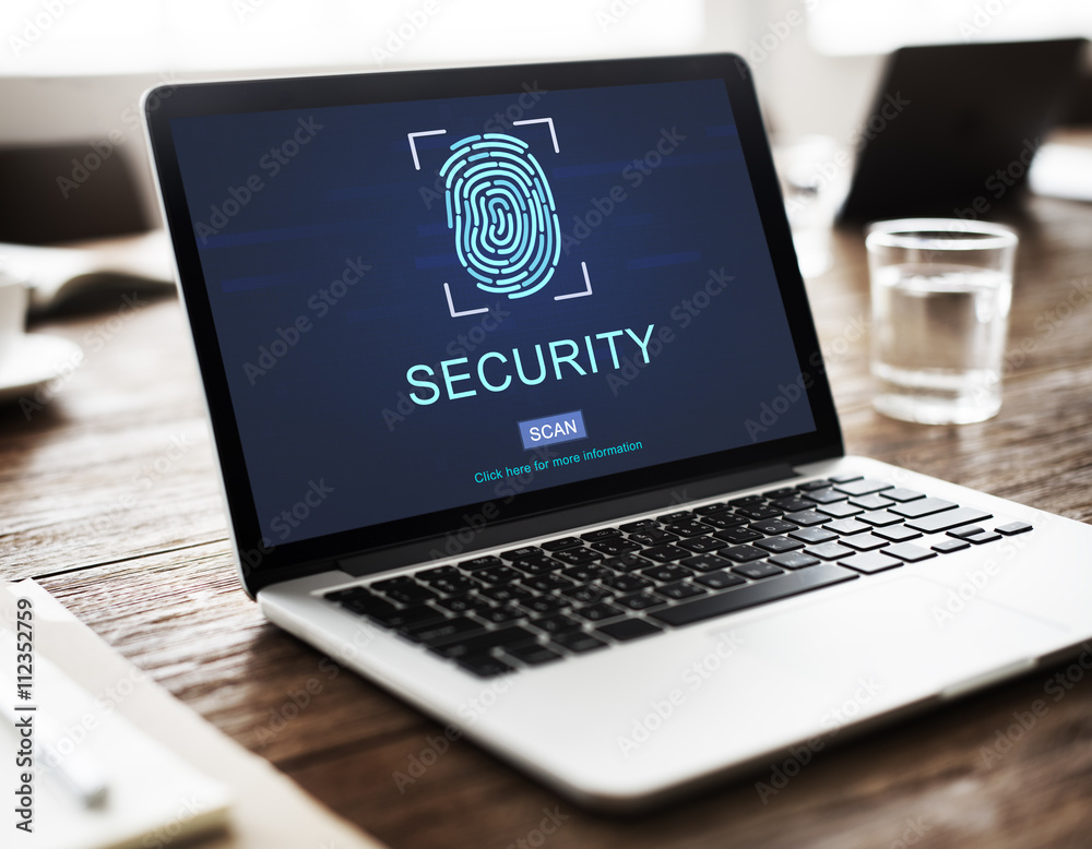 Poster technology security fingerprint password concept