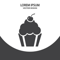 Sweet cake with cream icon on the background