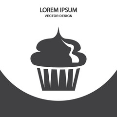 Sweet cake with cream icon on the background