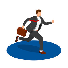 Уoung businessman running forward. Vector illustration character with unrecognizable anonymous face