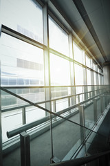 Modern building interior glass windows
