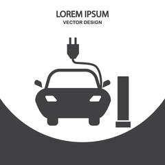 Electric car icon on the background