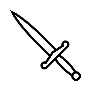 Dagger Or Short Knife For Stabbing Line Art Icon For Games And Websites