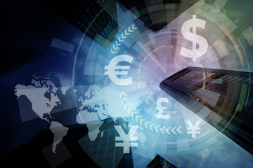 finance technology(fintech) and world economy, abstract image visual