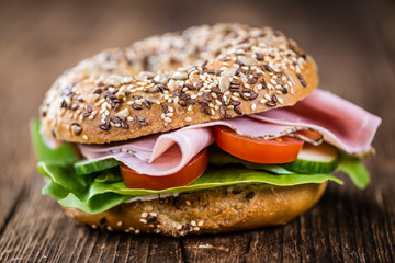 Bagel with Ham (selective focus)