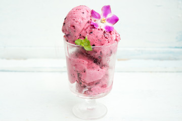 Homemade ice cream from blackcurrant
