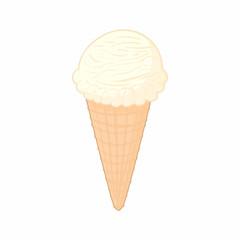 Vanilla ice cream cone icon, cartoon style