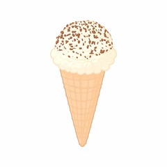 Ice cream with chocolate chips icon, cartoon style