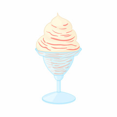 White ice cream with sauce in a bowl icon