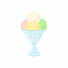 Mixed ice cream in a bowl icon, cartoon style