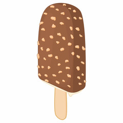 Chocolate ice cream on a stick icon, cartoon style