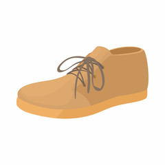 Brown boot icon in cartoon style
