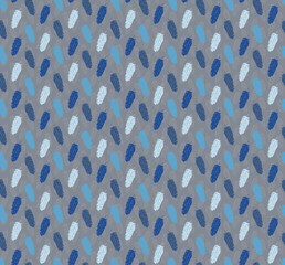 Layered feathers blue and grey seamless pattern