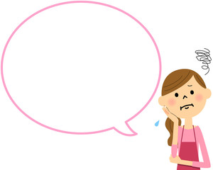 困るエプロンの女性　吹き出し