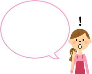 おどろくエプロンの女性　吹き出し 