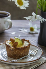 tartlets with key lime and almonds, chamomile