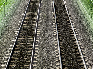 Fototapeta na wymiar Footprints of the passing train
