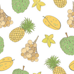 Seamless pattern with fruits