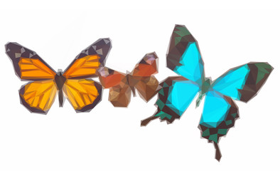Fototapeta na wymiar Peacock, monarch and Sea Green Swallowtail butterflies