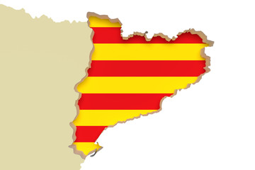 Fototapeta premium Map of Catalonia and flag