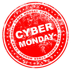 Red Cyber Monday Stamp on white background.