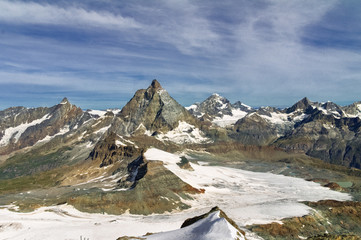 Beautiful  Swiss Alps landscape with mountains, rocks and glacier, Switzerland
