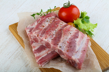 Raw pork ribs