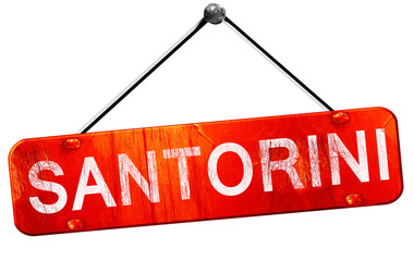 Santorini, 3D rendering, a red hanging sign