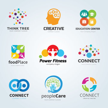 Creative logo design collection. Logo set. people and education logo set. vector logo template