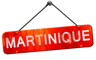 Martinique, 3D rendering, a red hanging sign