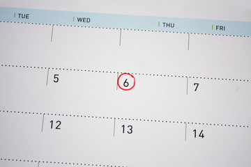 Red circle mark on the calendar