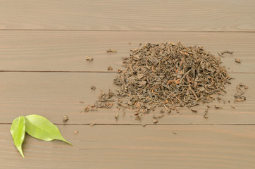Fototapeta na wymiar Handful of black tea leaves