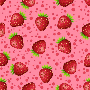Seamless pattern with strawberry on pink background