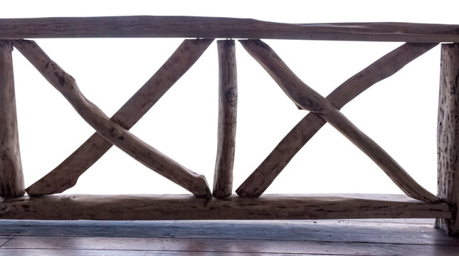 rambarde bois, fond blanc