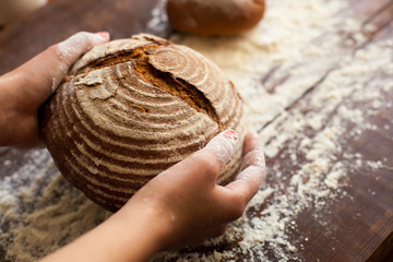 Brown bread in hands