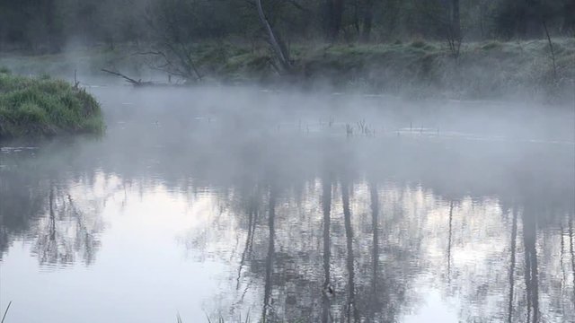 mist over the surface of the river in the morning