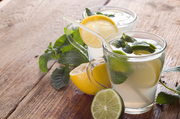 Cold fresh lemonade drink