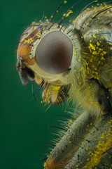 Microfotografía de la cabeza de una mosca realizada con la técnica del apilado de imagenes.