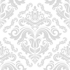 Oriental classic pattern. Seamless abstract light silver background