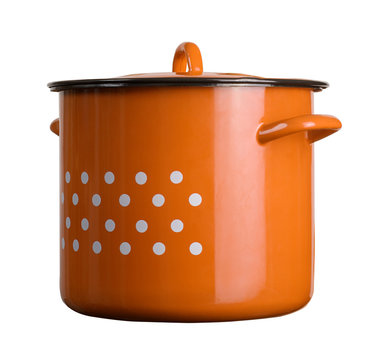 large traditional orange cooking pot