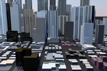 Urban City in Motion. Nice 3D Rendering
