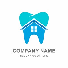 Dentist Dental House Teeth Medical Pharmacy Office Vector Logo Template