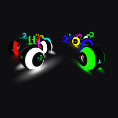 Fototapeta premium Collection of colorful glossy spheres isolated on black