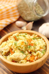 Pilaf with chicken and vegetables