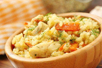 Pilaf with chicken and vegetables